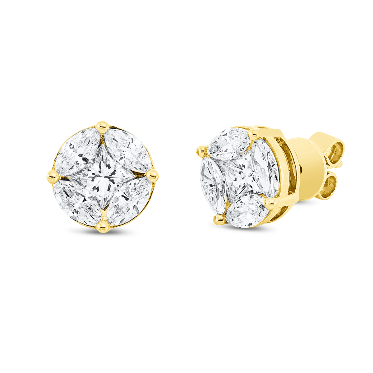 marquise illusion classic studs in yellow gold