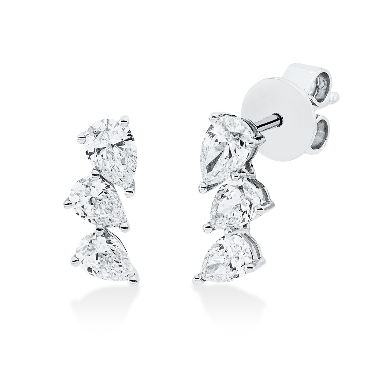 pear shape modern woman studs in white gold
