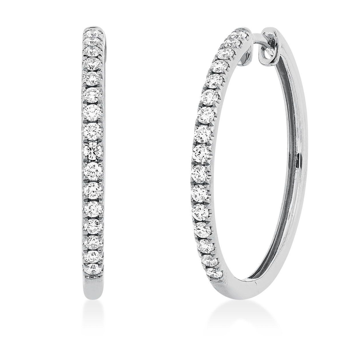 diamond full cut modern woman hoops & huggies in white gold