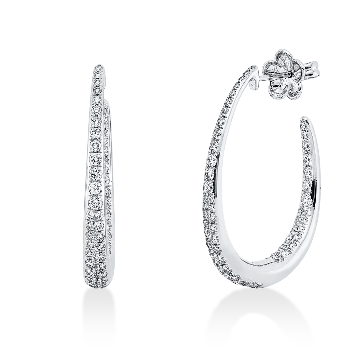 diamond full cut modern woman studs in white gold