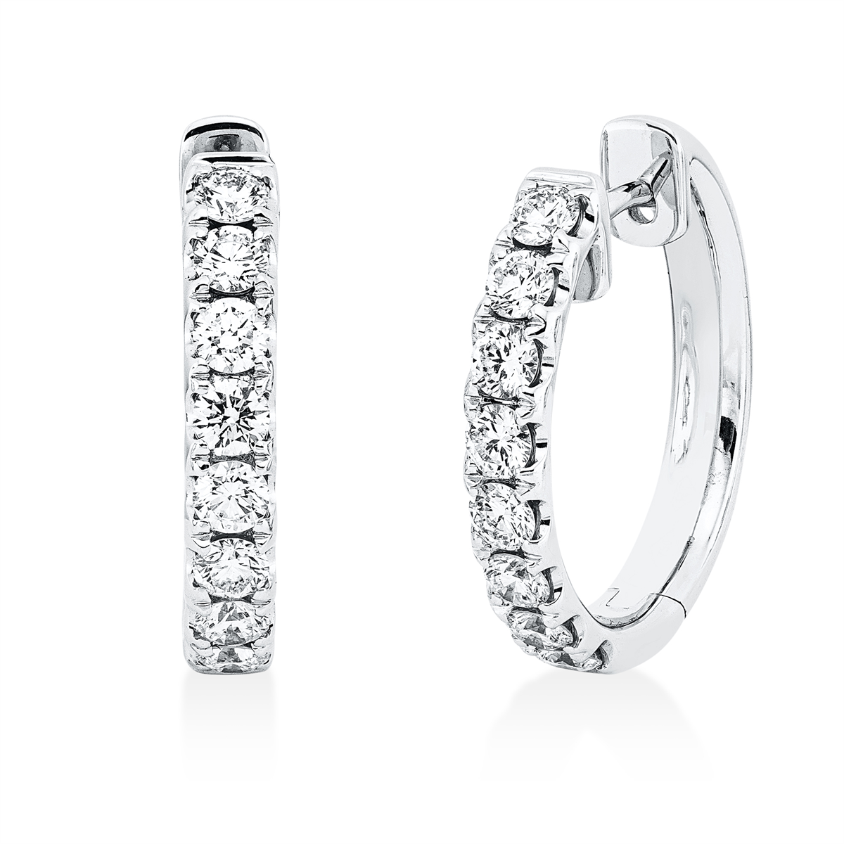 diamond full cut modern woman hoops & huggies in white gold