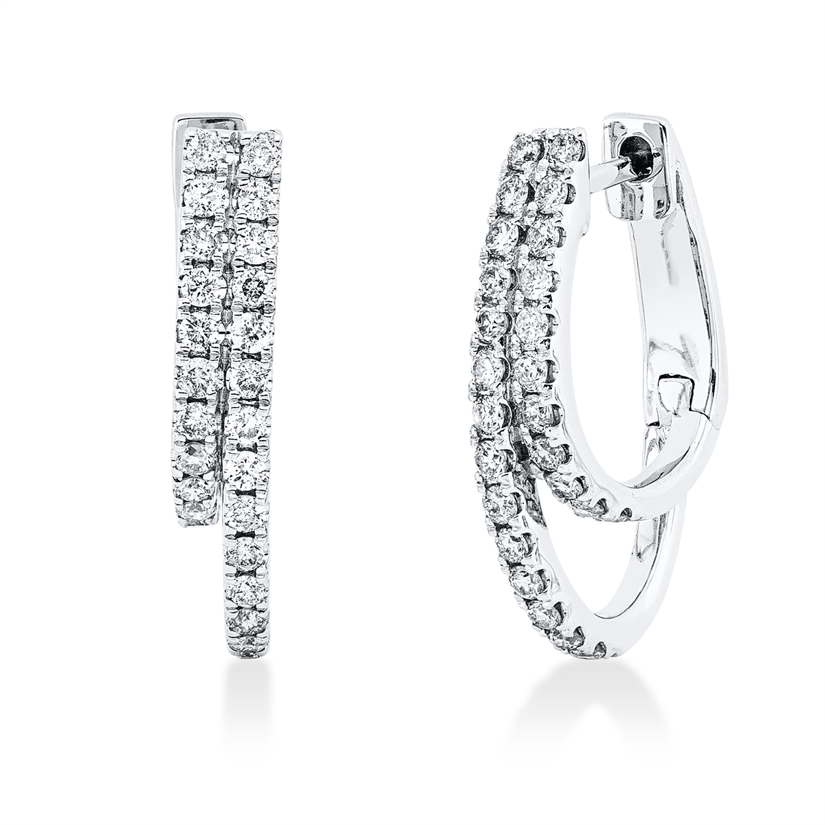 diamond full cut modern woman hoops & huggies in white gold