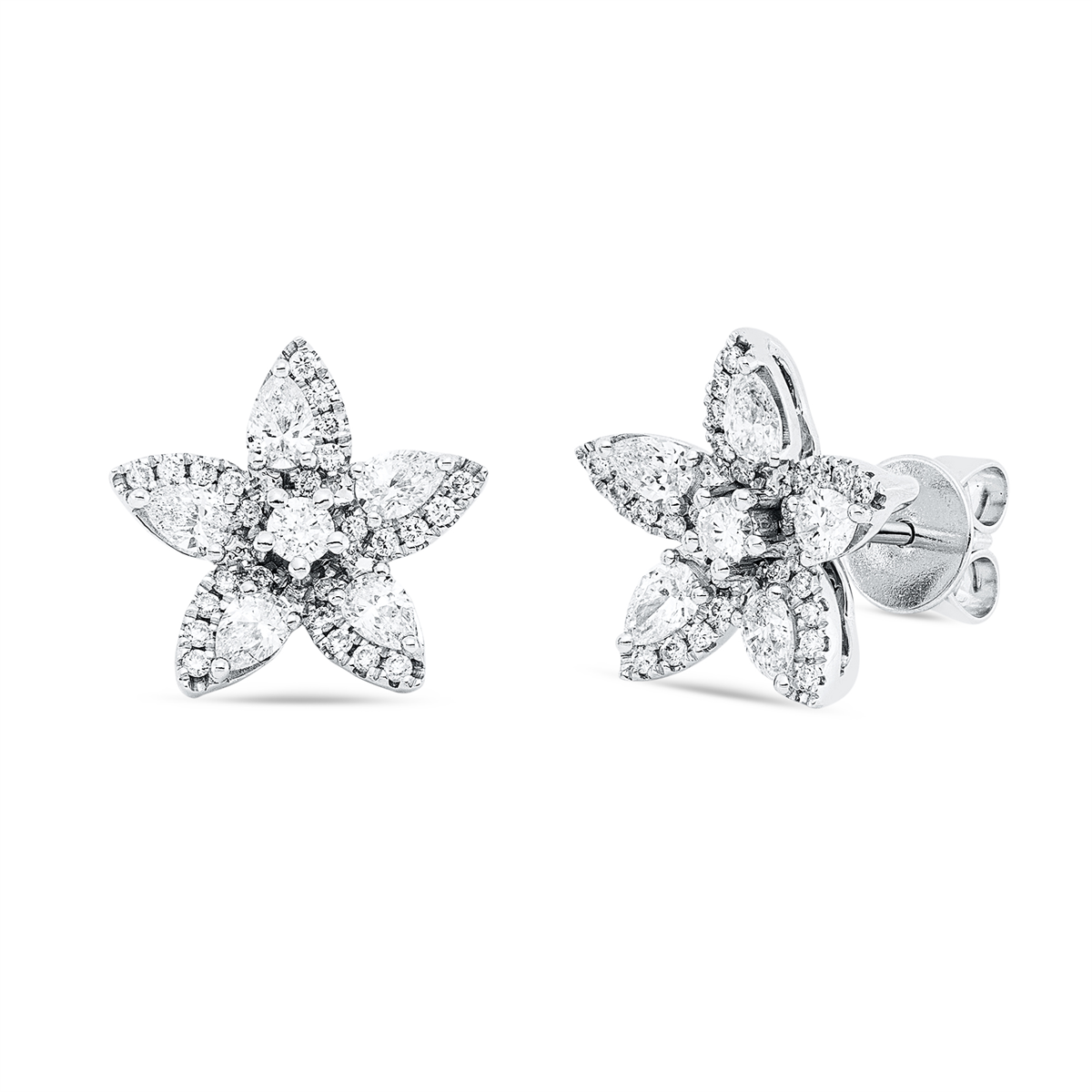 diamond full cut modern woman studs in white gold