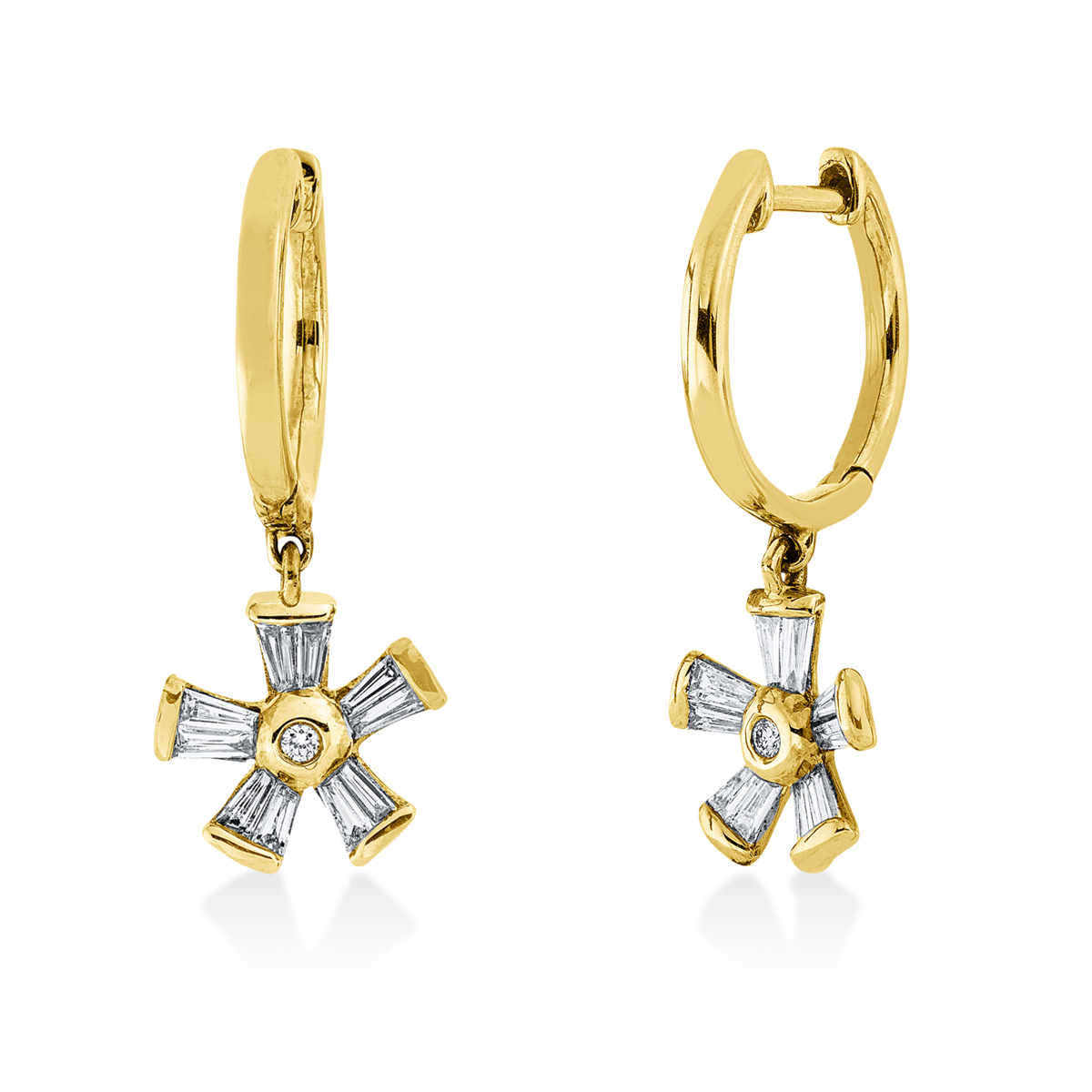 diamond full cut modern woman earrings in yellow gold