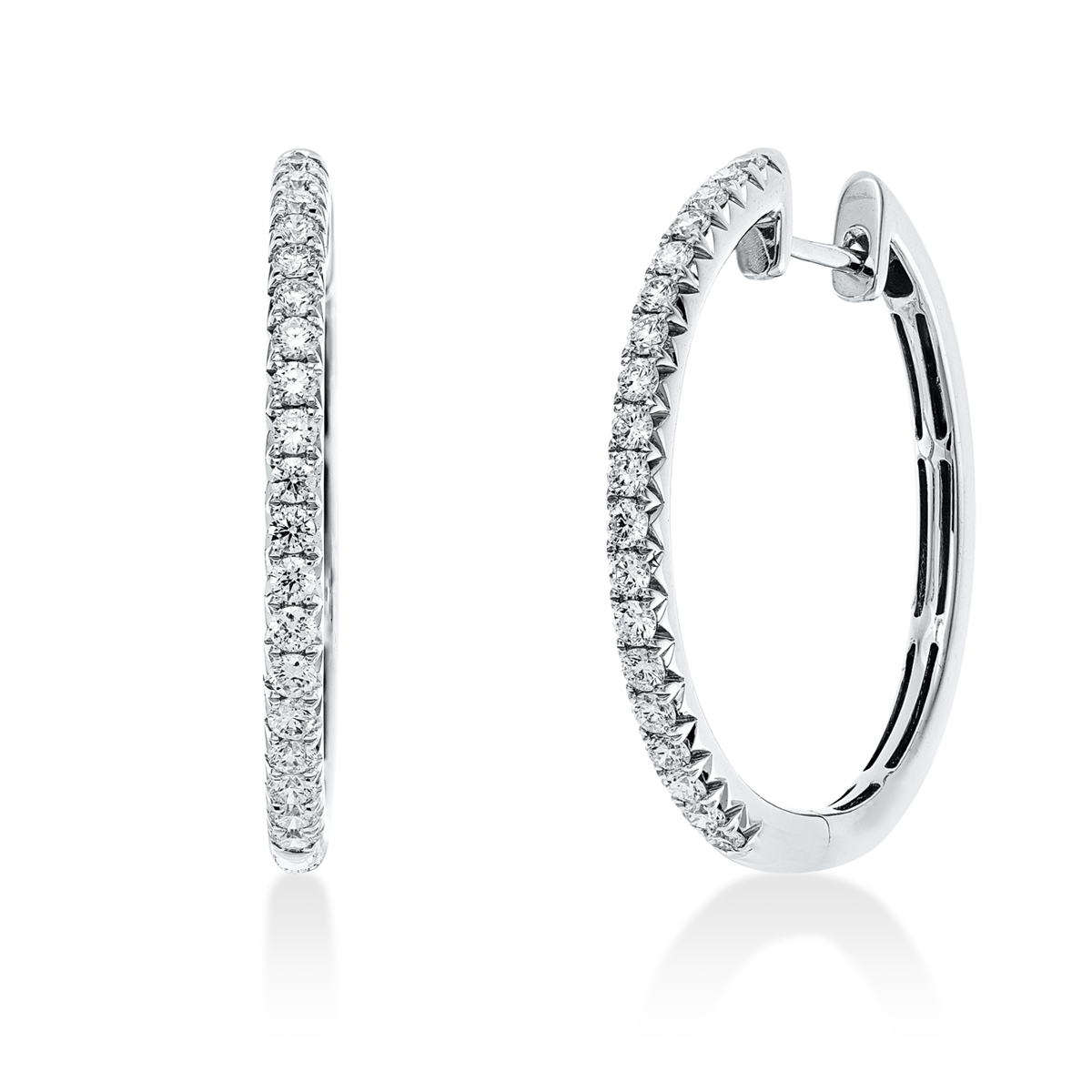 diamond full cut modern woman hoops & huggies in white gold