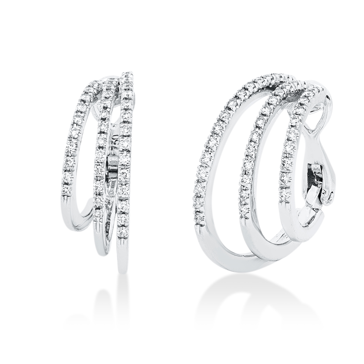 diamond full cut modern woman hoops & huggies in white gold