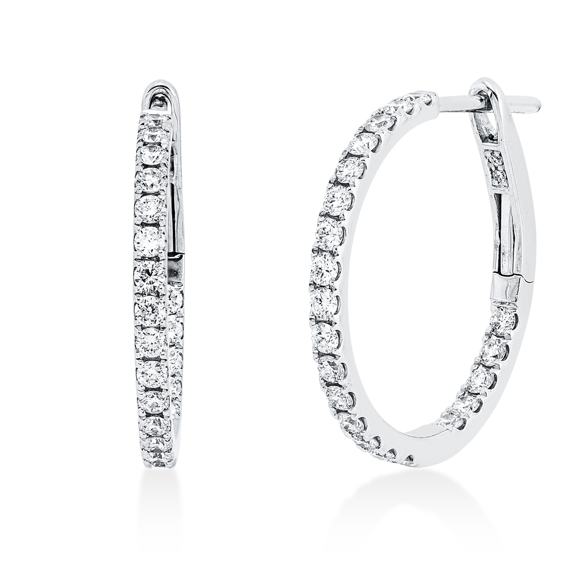 diamond full cut modern woman hoops & huggies in white gold