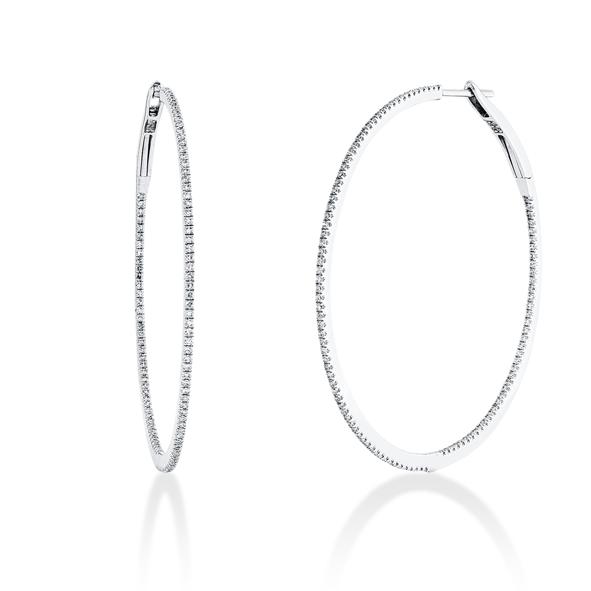 diamond single cut modern woman hoops & huggies in white gold