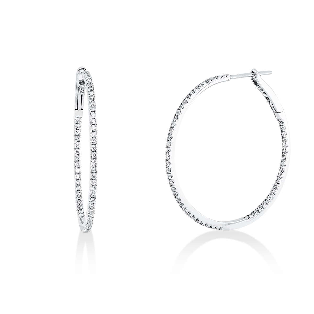 diamond full cut modern woman hoops & huggies in white gold