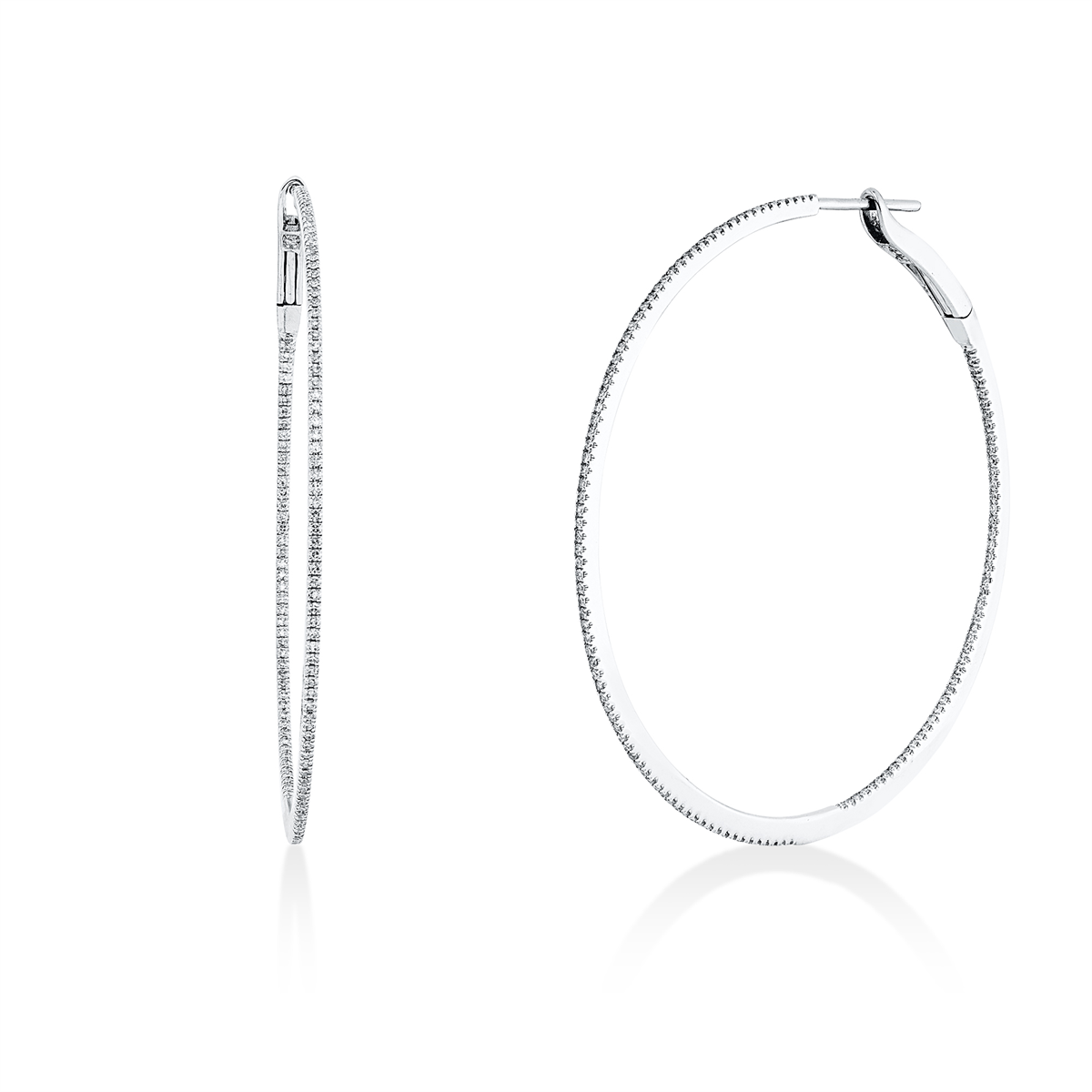 diamond single cut modern woman hoops & huggies in white gold