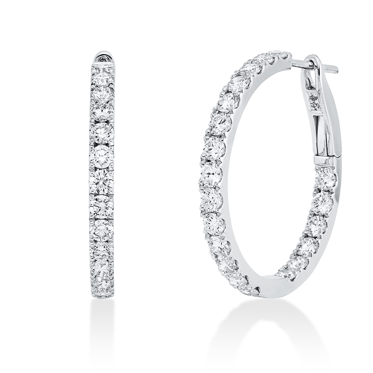 diamond full cut exclusive hoops & huggies in white gold