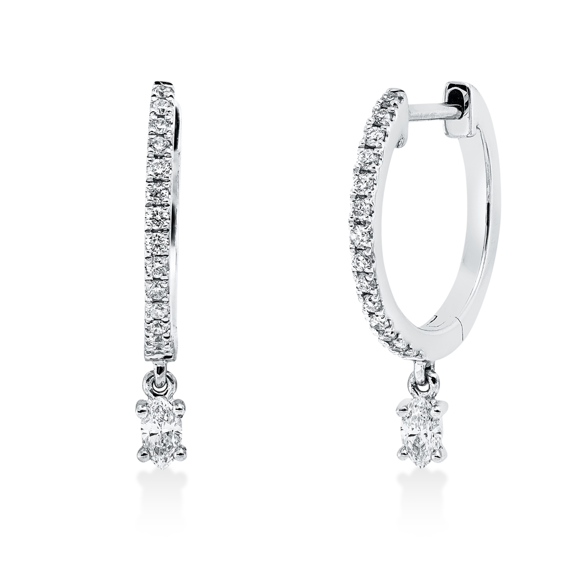 fantasy-cut modern woman hoops & huggies in white gold