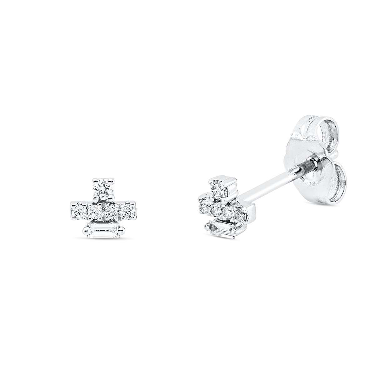 diamond full cut baguette studs in white gold
