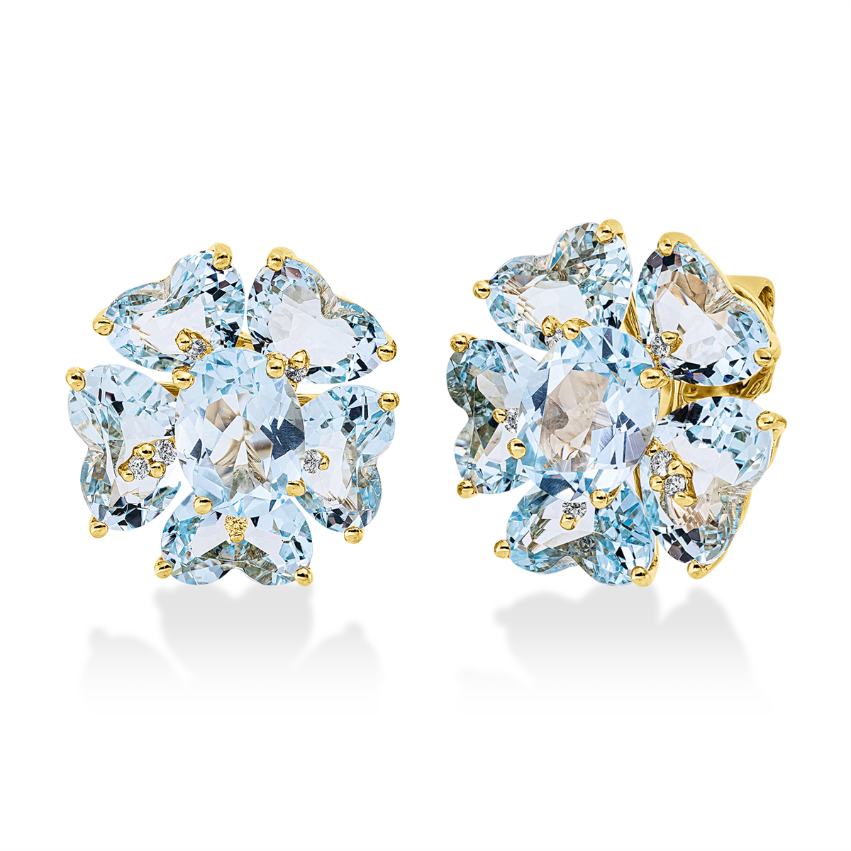 diamond full cut topaz colored stone fashion studs in yellow gold
