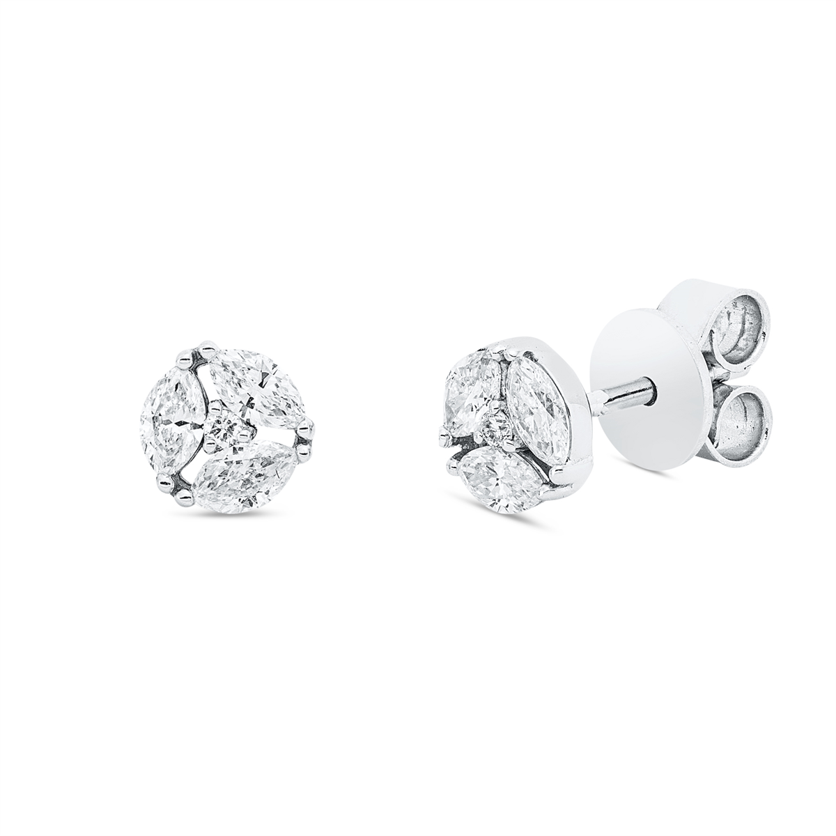diamond full cut illusion classic studs in white gold