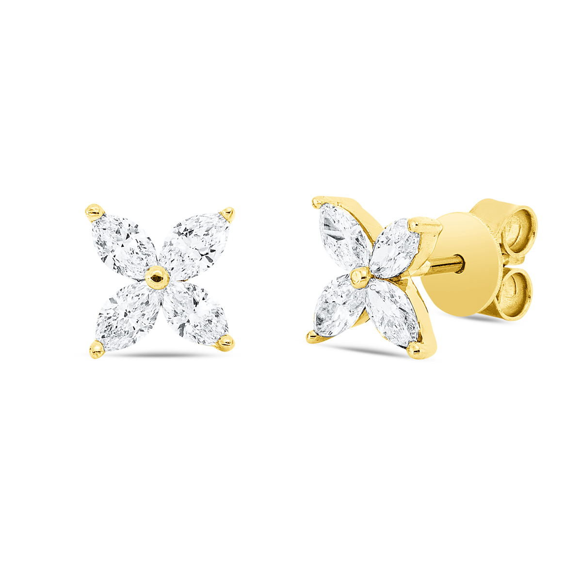 marquise modern woman studs in yellow gold