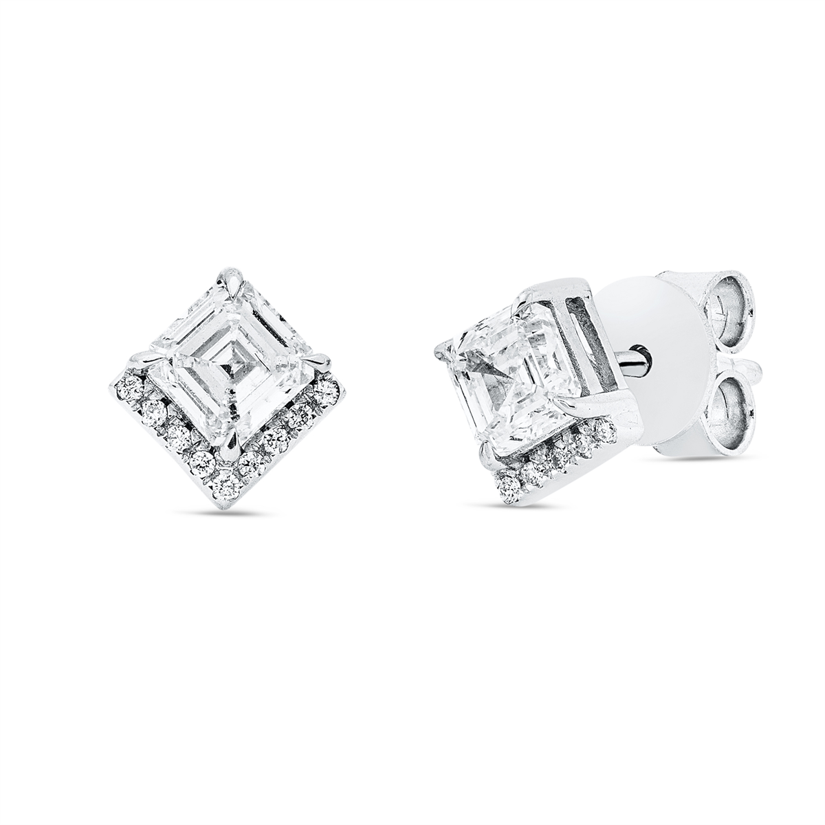 diamond full cut modern woman studs in white gold