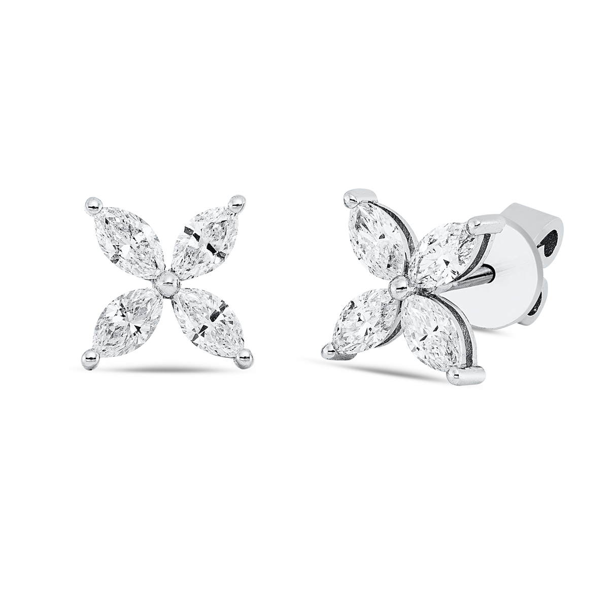 marquise modern woman studs in white gold