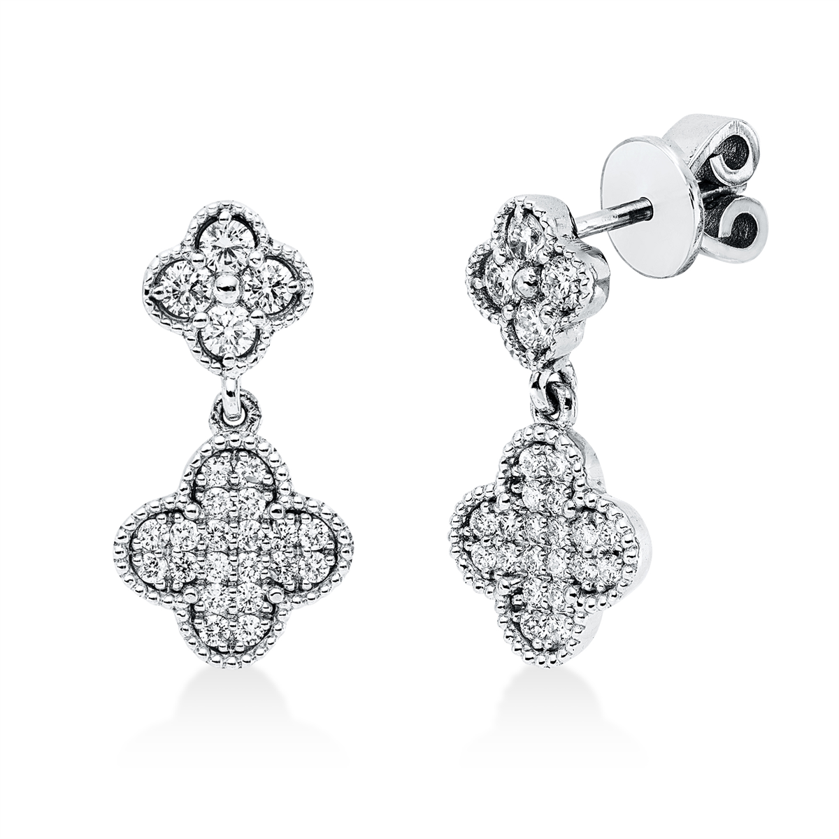 diamond full cut modern woman earrings in white gold