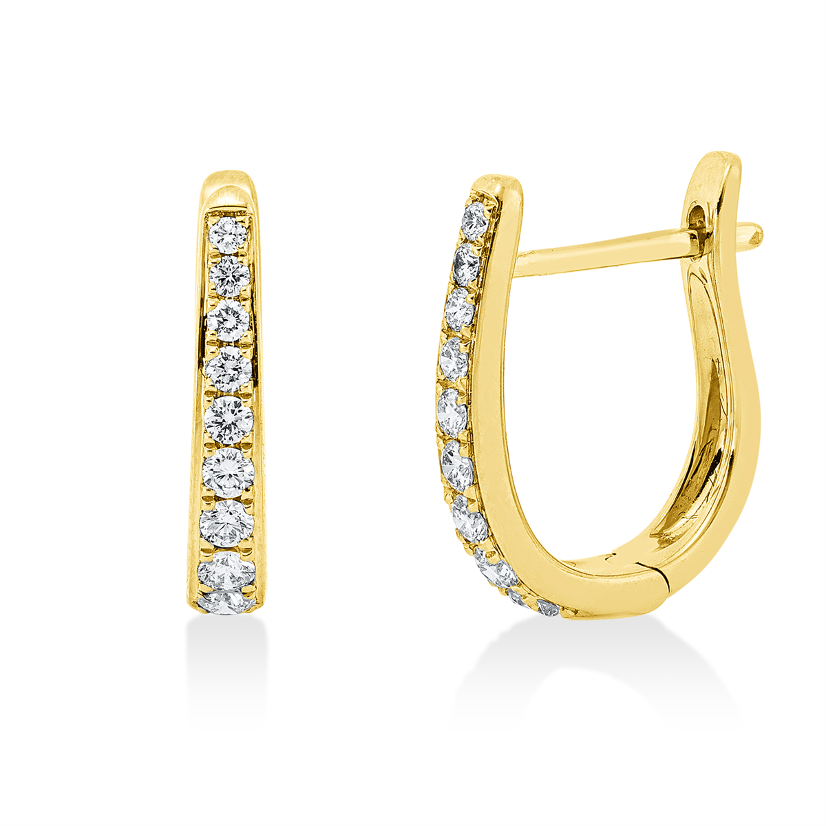 diamond full cut modern woman hoops & huggies in yellow gold