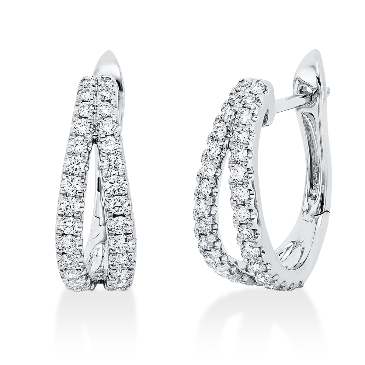 diamond full cut modern woman hoops & huggies in white gold