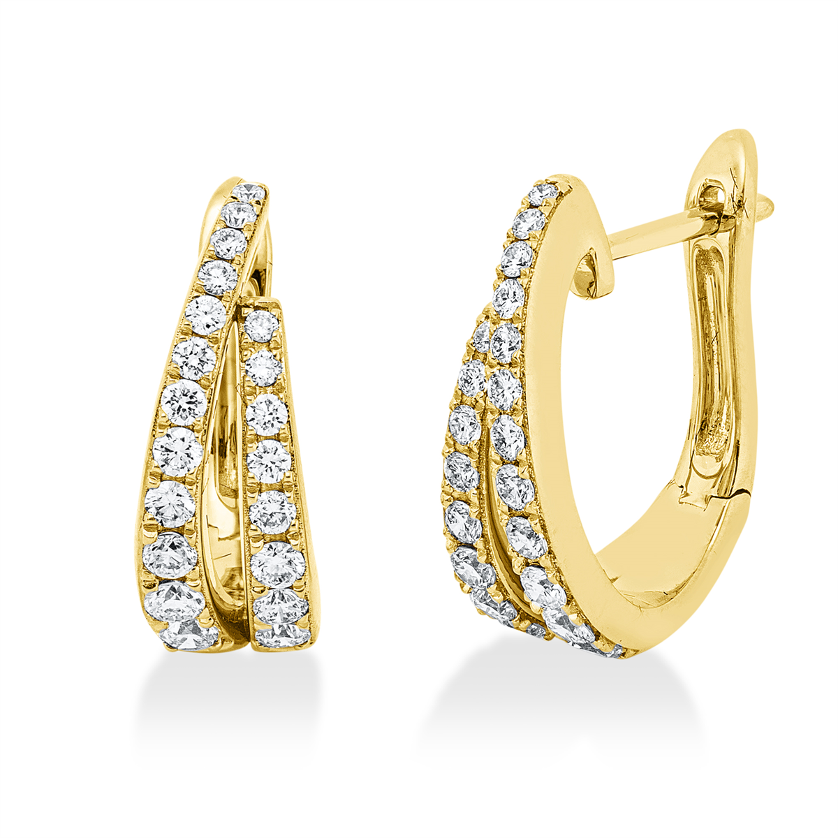 diamond full cut modern woman hoops & huggies in yellow gold