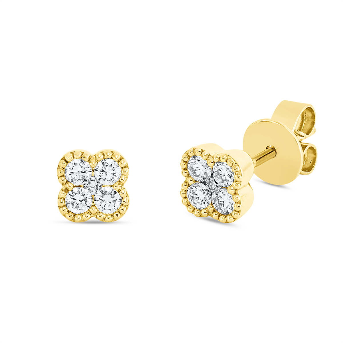 diamond full cut illusion classic studs in yellow gold
