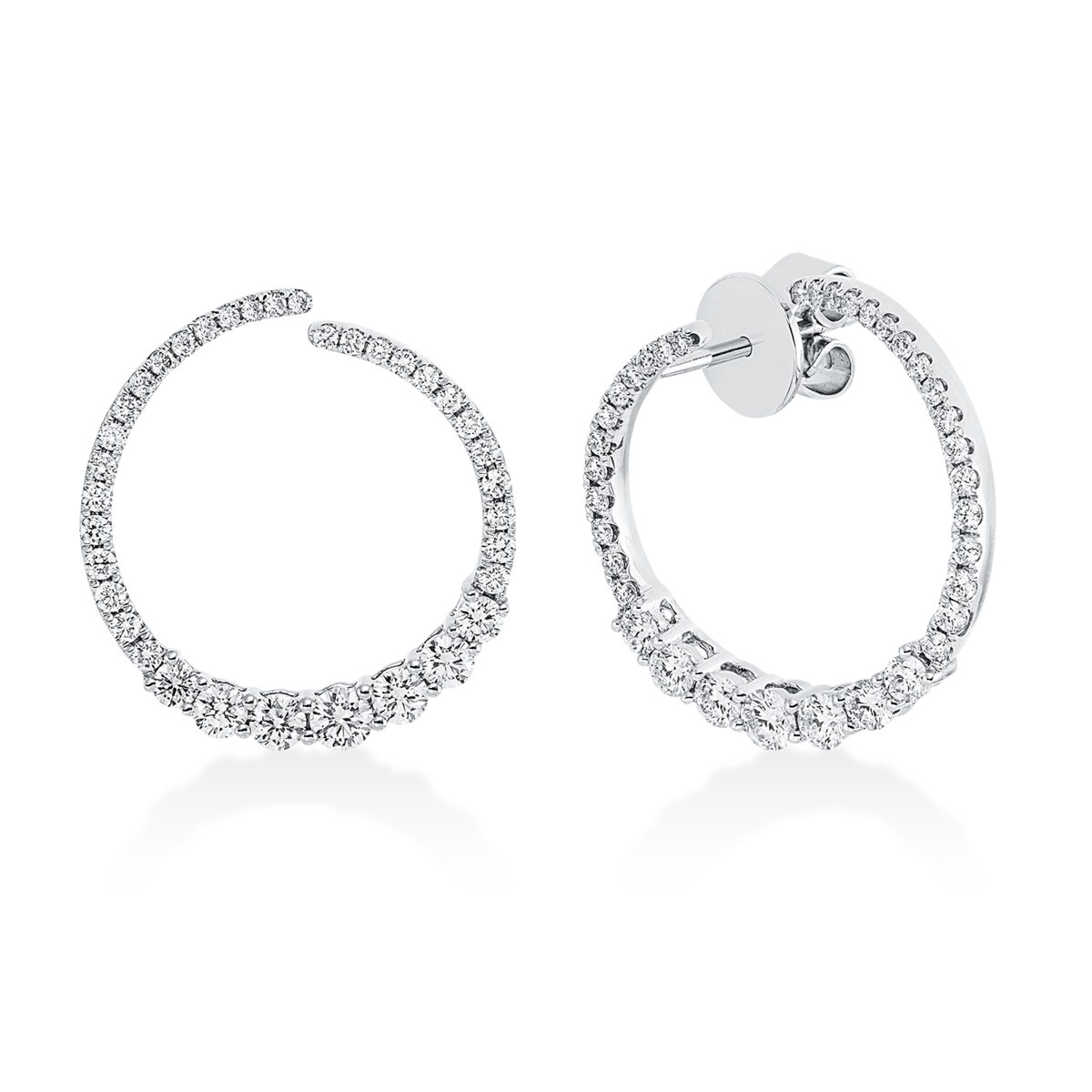 diamond full cut modern woman earrings in white gold