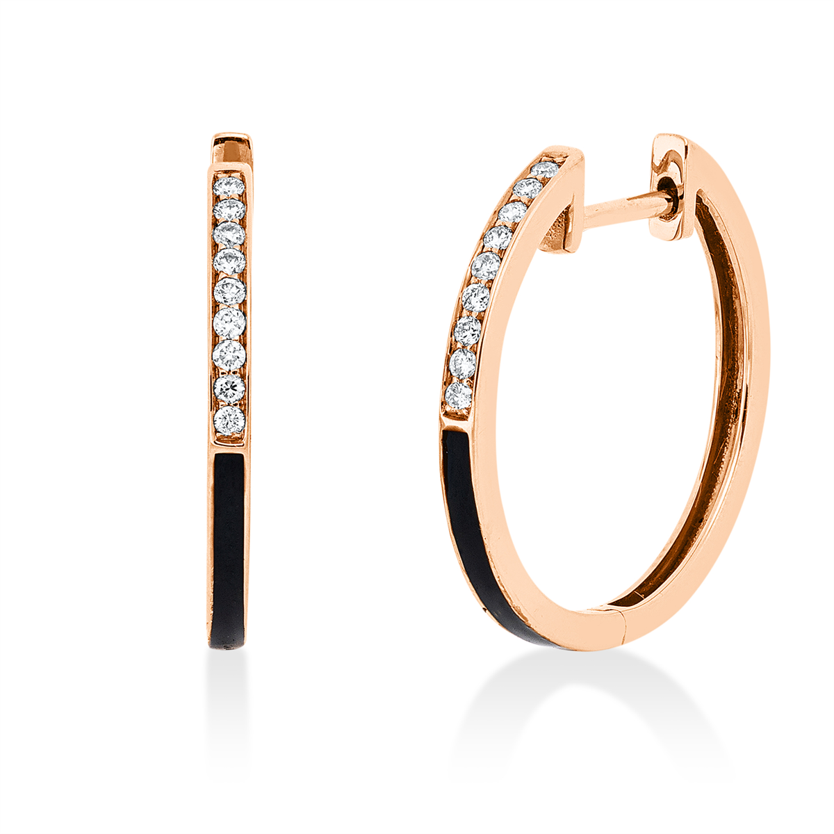 diamond full cut enamel multi-stone hoops & huggies in red gold