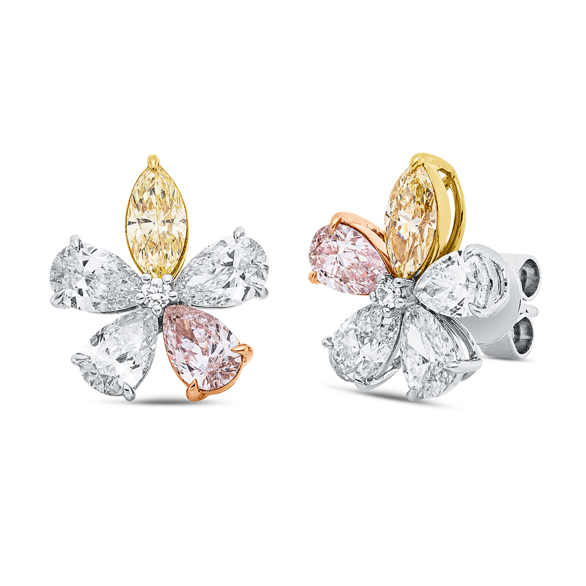 mooie gekleurde diamanten oorbellen - 2V593