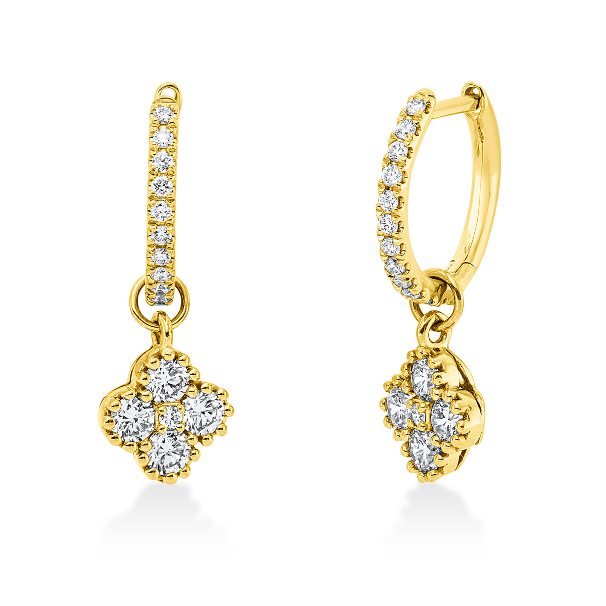 diamond full cut illusion classic earrings in yellow gold