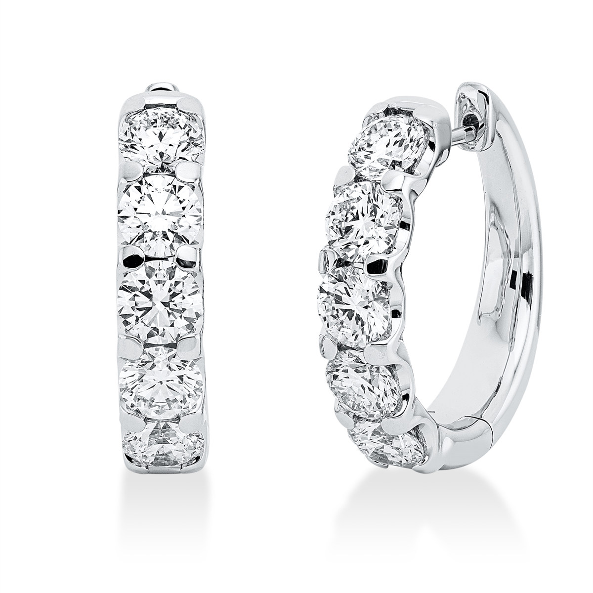 diamond full cut multi-stone hoops & huggies in white gold