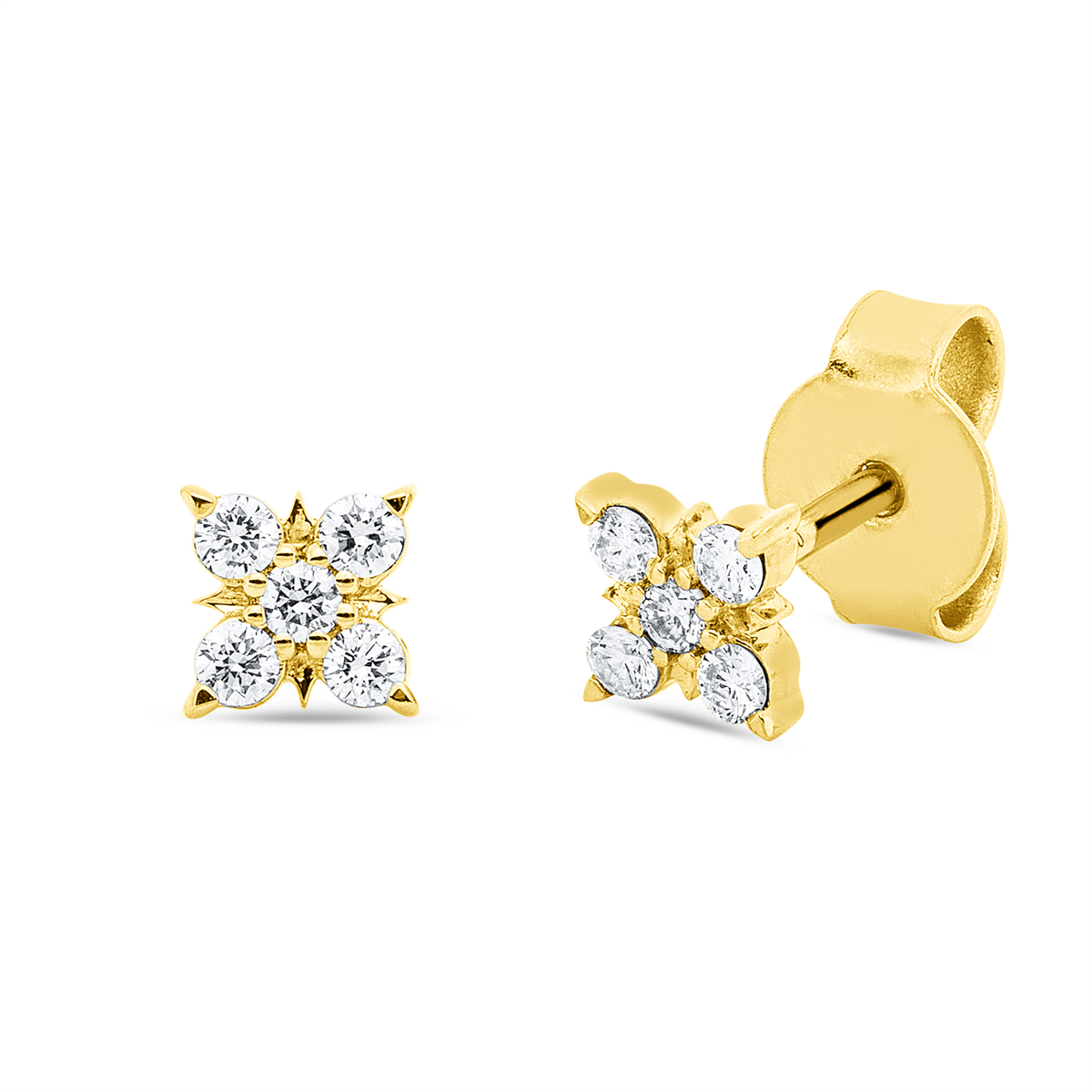 diamond full cut modern woman studs in yellow gold