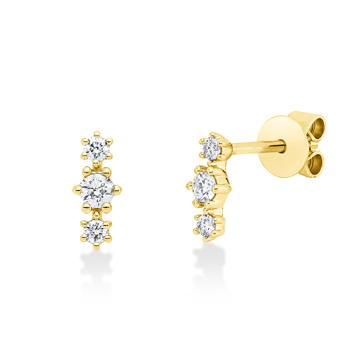 diamond full cut modern woman earrings in yellow gold
