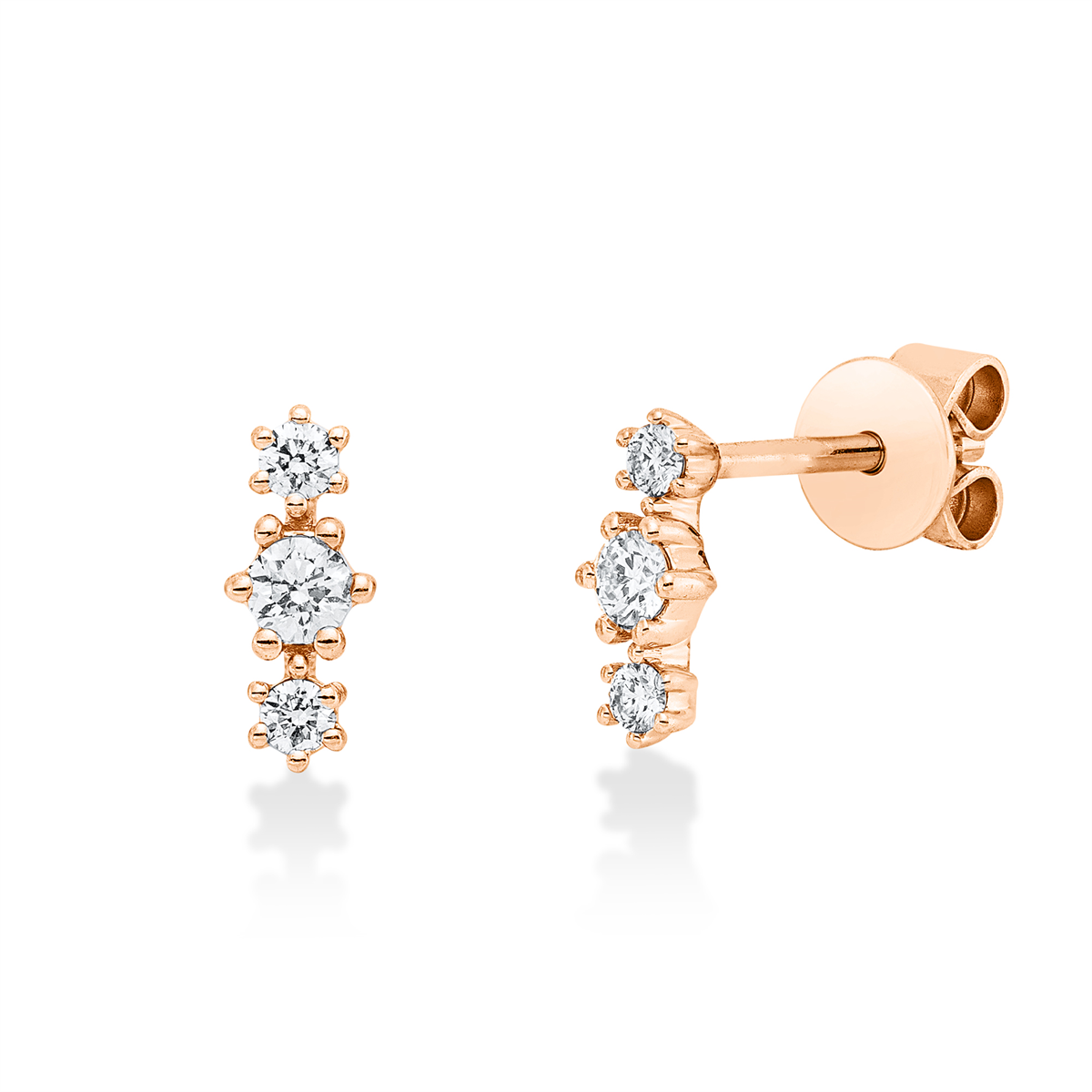 diamond full cut modern woman earrings in red gold