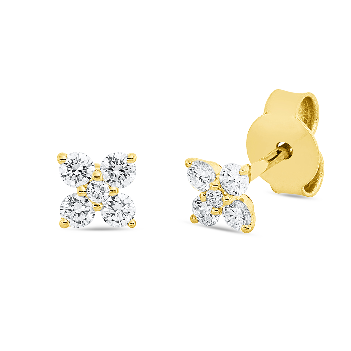 diamond full cut modern woman studs in yellow gold