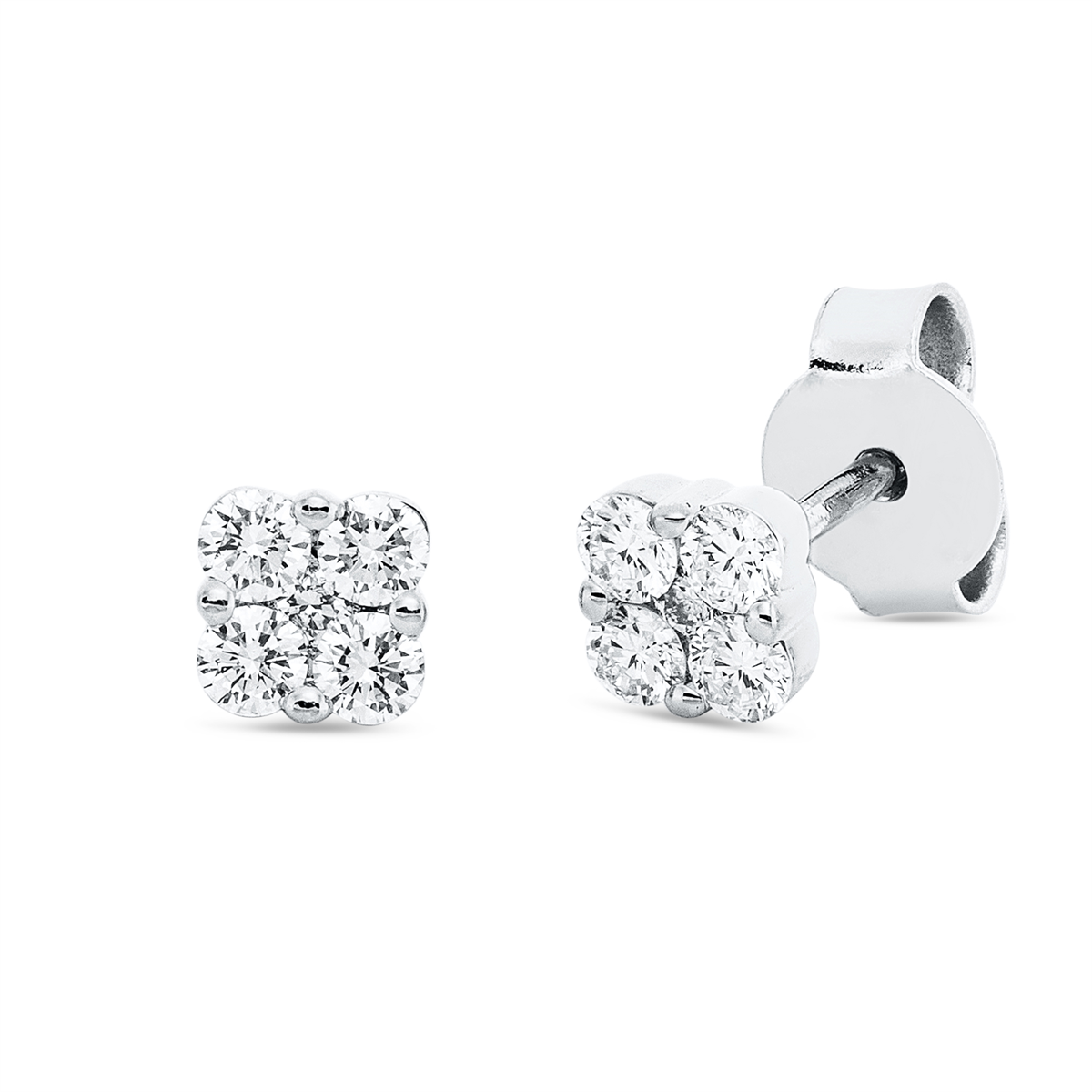 diamond full cut illusion classic studs in white gold