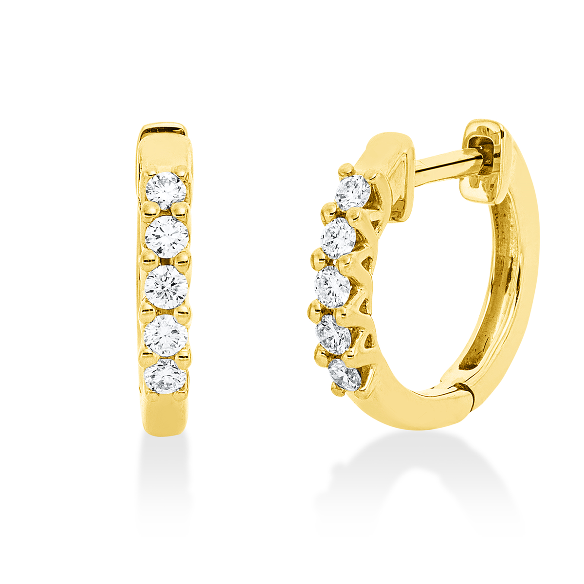 diamond full cut modern woman hoops & huggies in yellow gold