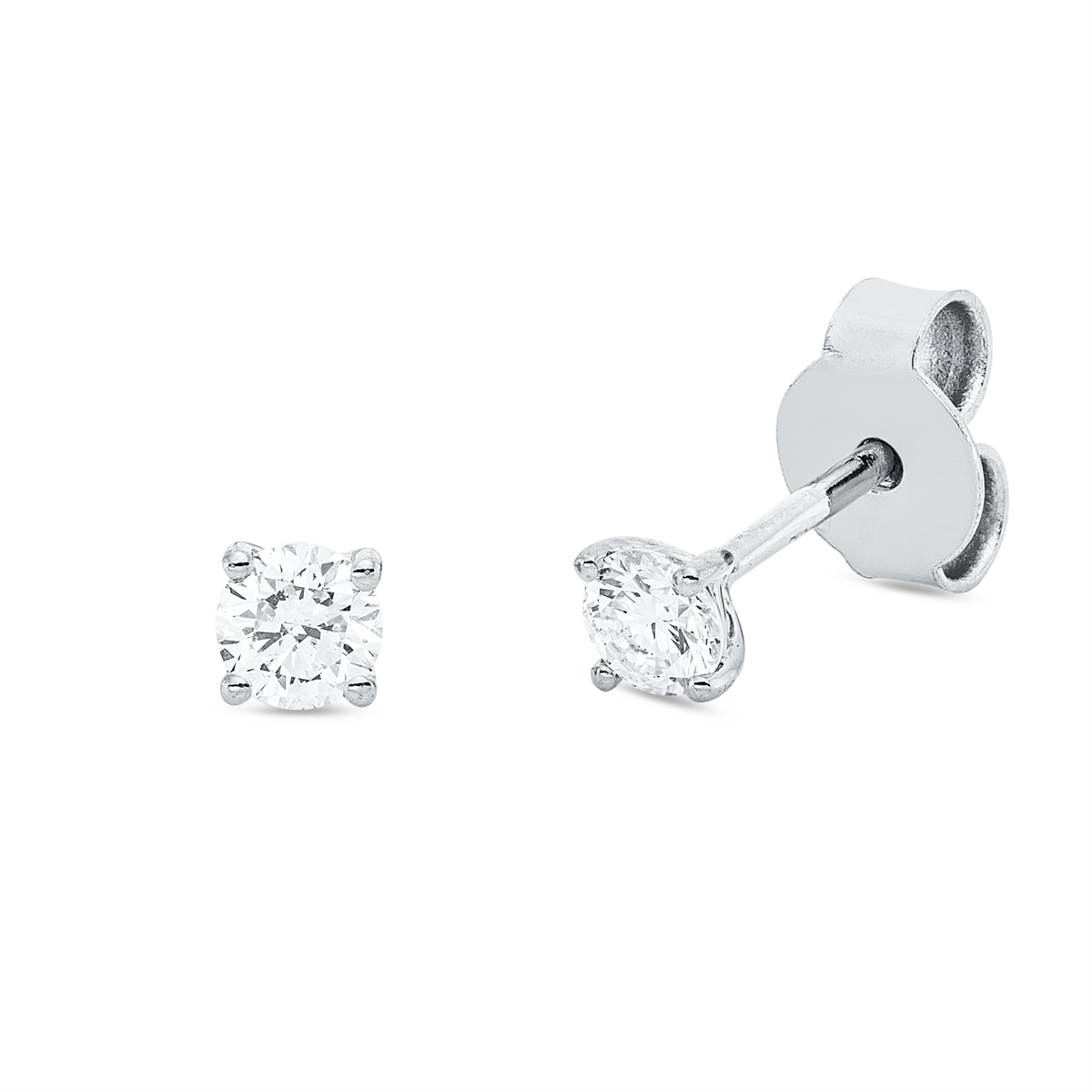 diamond full cut solitaire studs in white gold