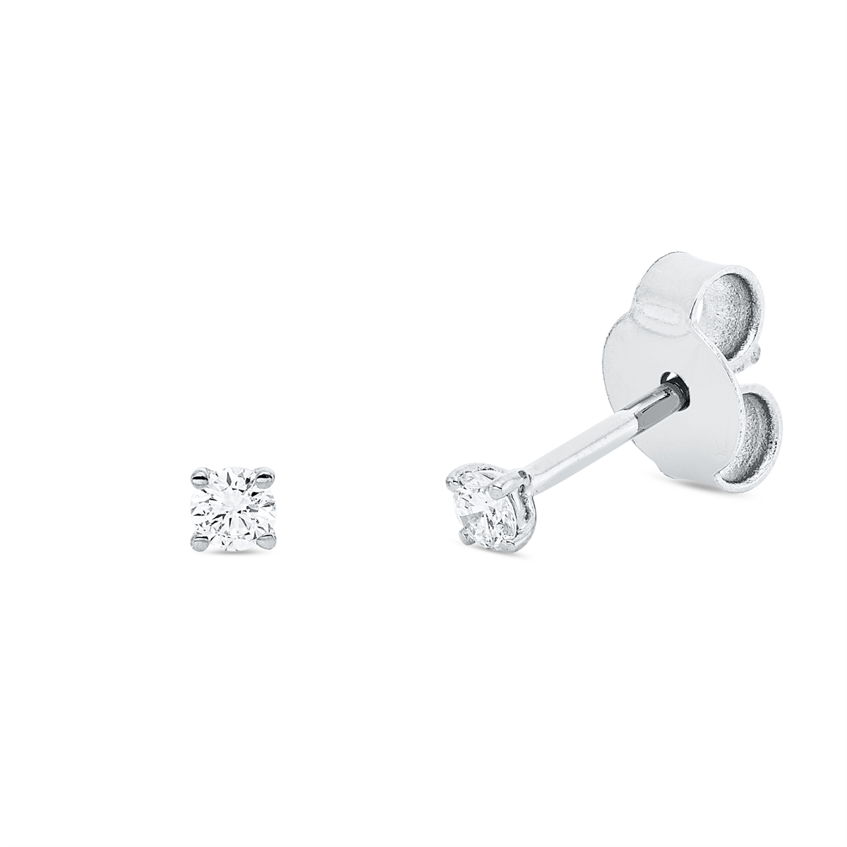 diamond full cut solitaire studs in white gold