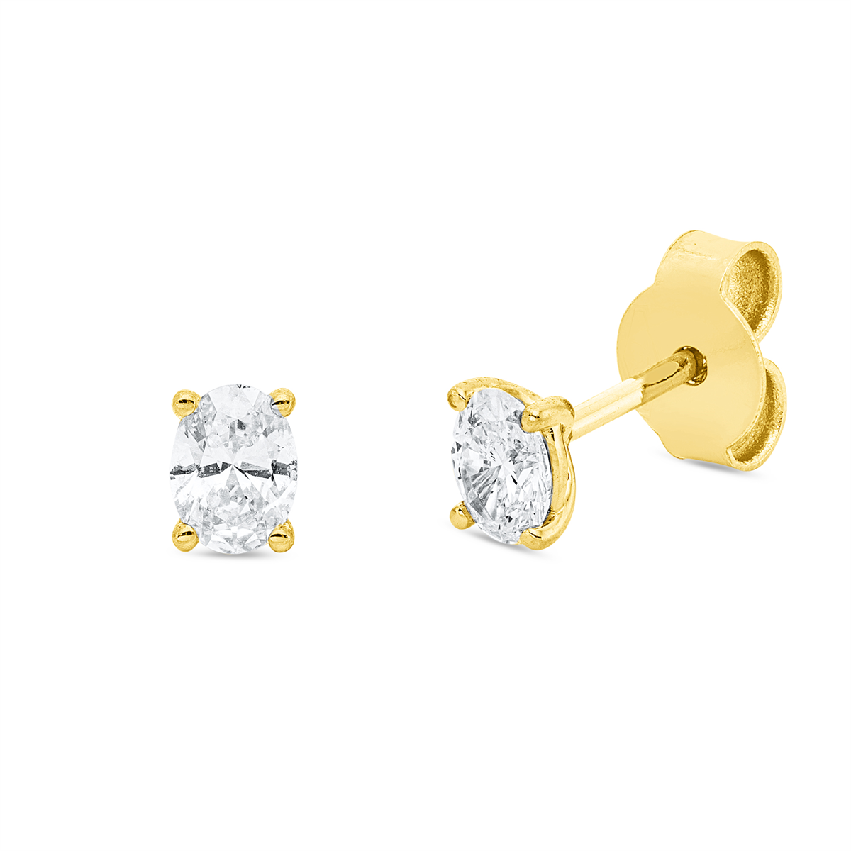 oval solitaire studs in yellow gold