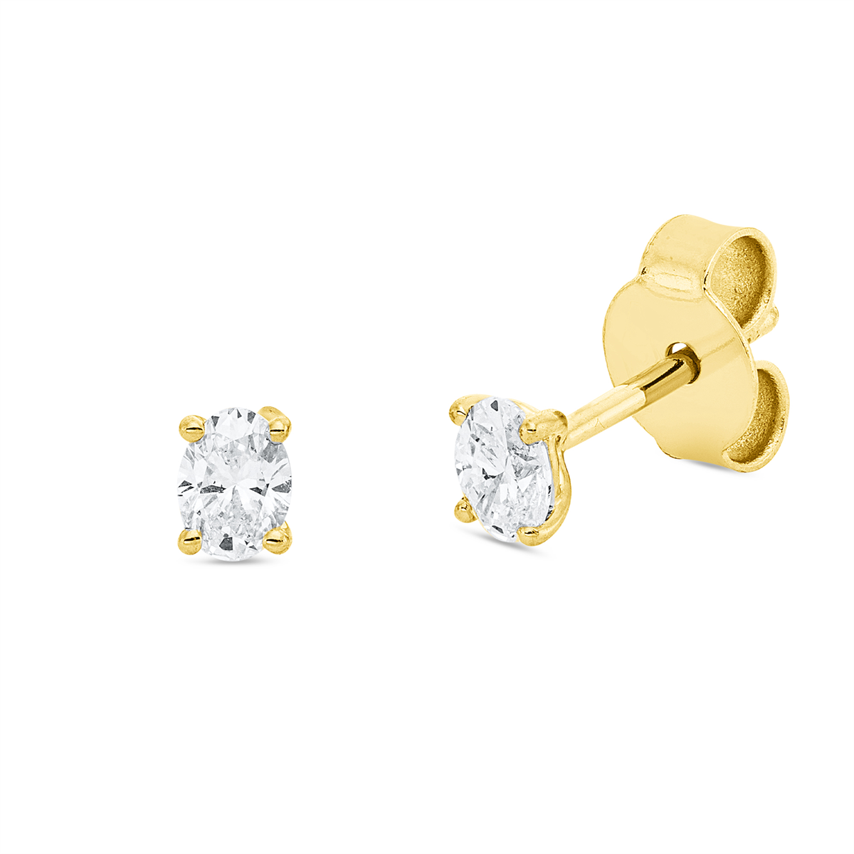 oval solitaire studs in yellow gold