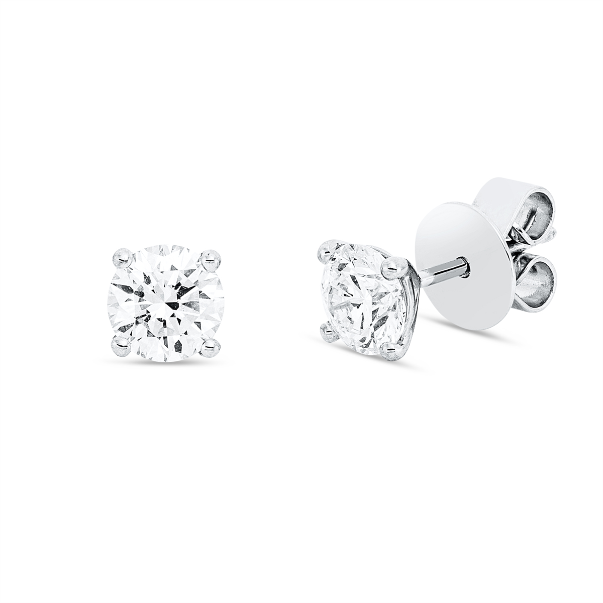 diamond full cut solitaire studs in white gold