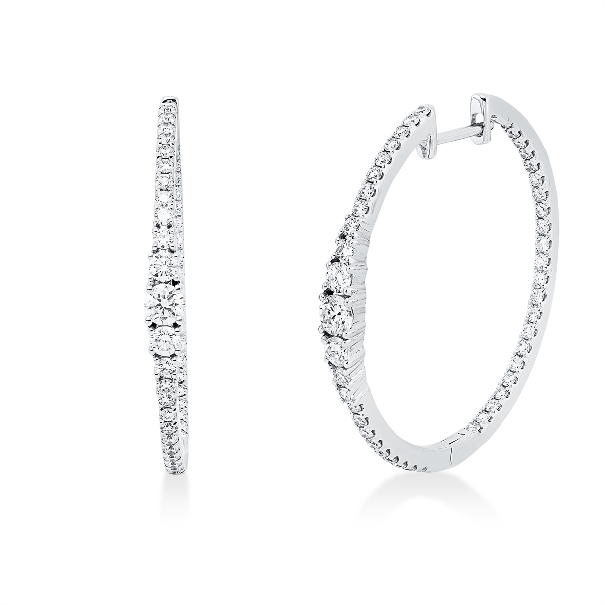 diamond full cut modern woman hoops & huggies in white gold