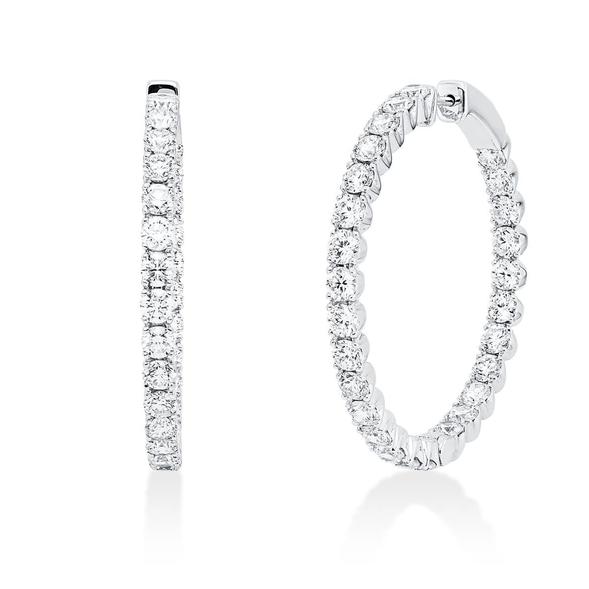 diamond full cut exclusive hoops & huggies in white gold