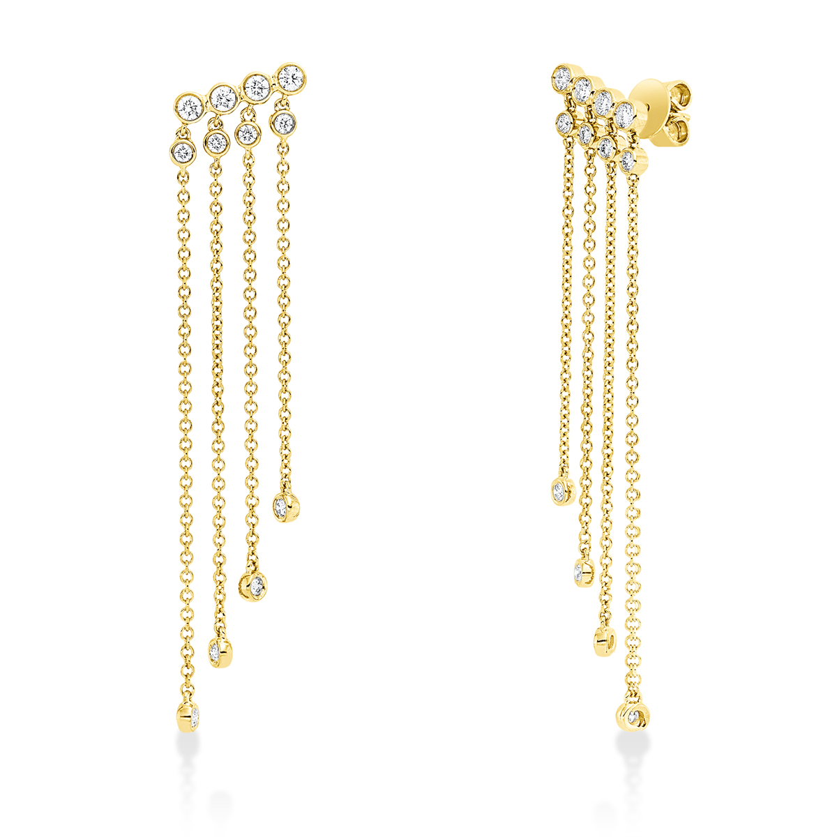 diamond full cut modern woman earrings in yellow gold