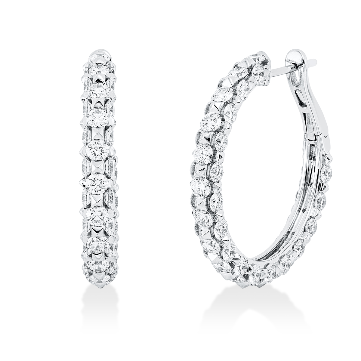 diamond full cut exclusive hoops & huggies in white gold