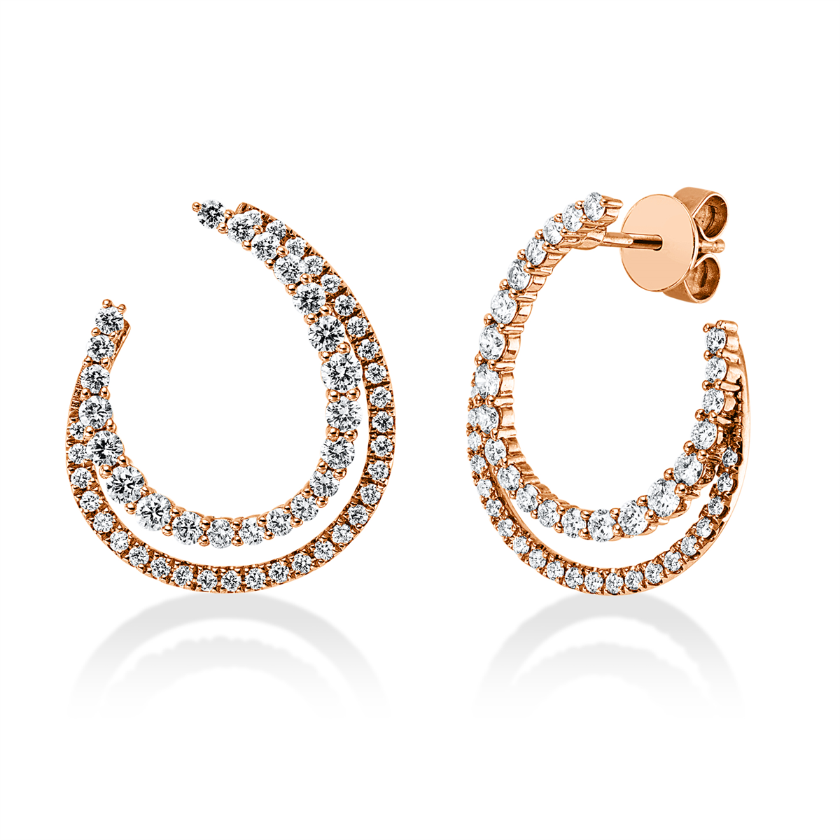 diamond full cut multi-stone studs in red gold