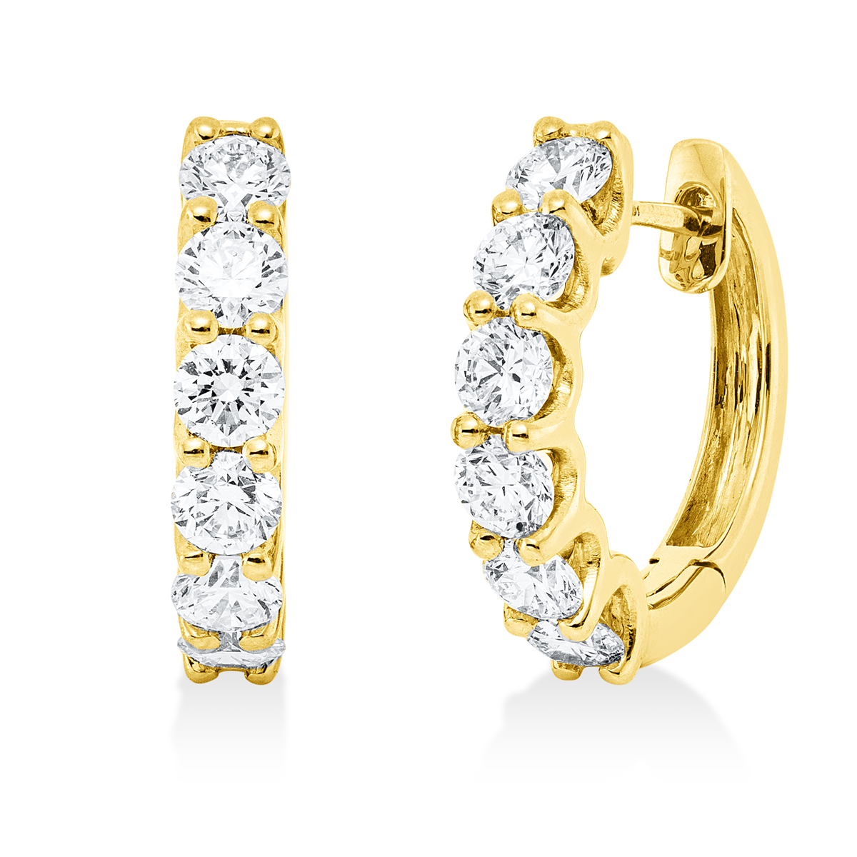 diamond full cut modern woman hoops & huggies in yellow gold