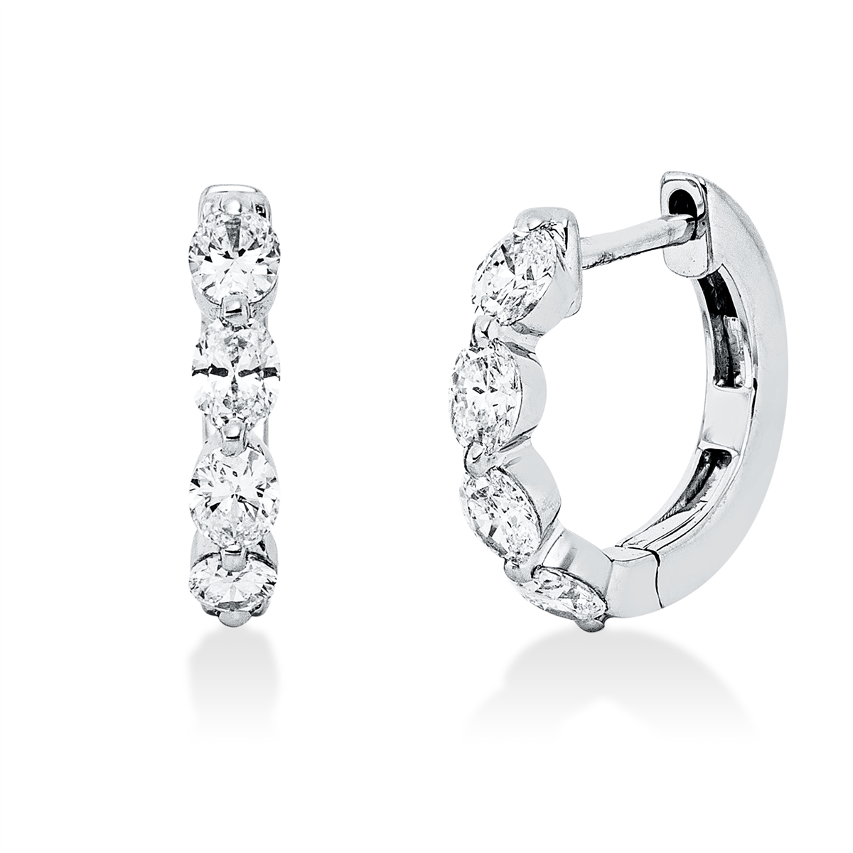 oval modern woman hoops & huggies in white gold